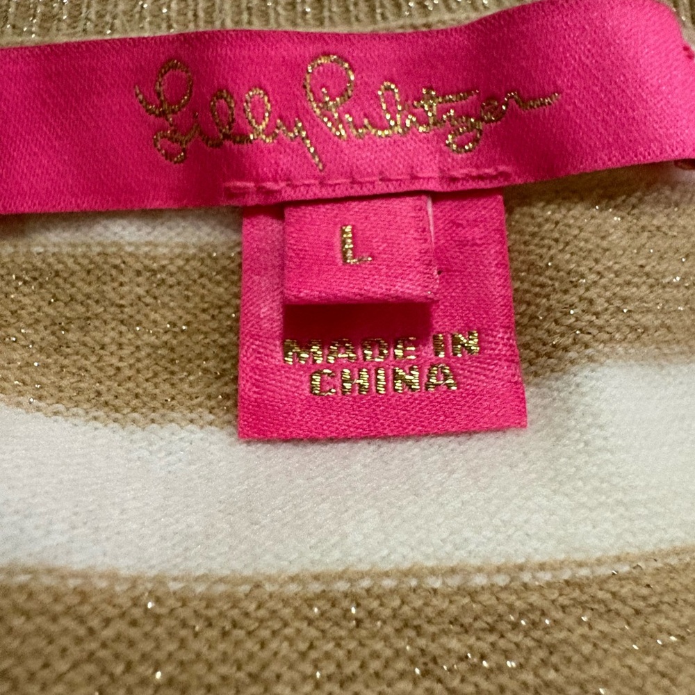Lilly Pulitzer Sweater Size Large Dinah Gold - Picture 4 of 6